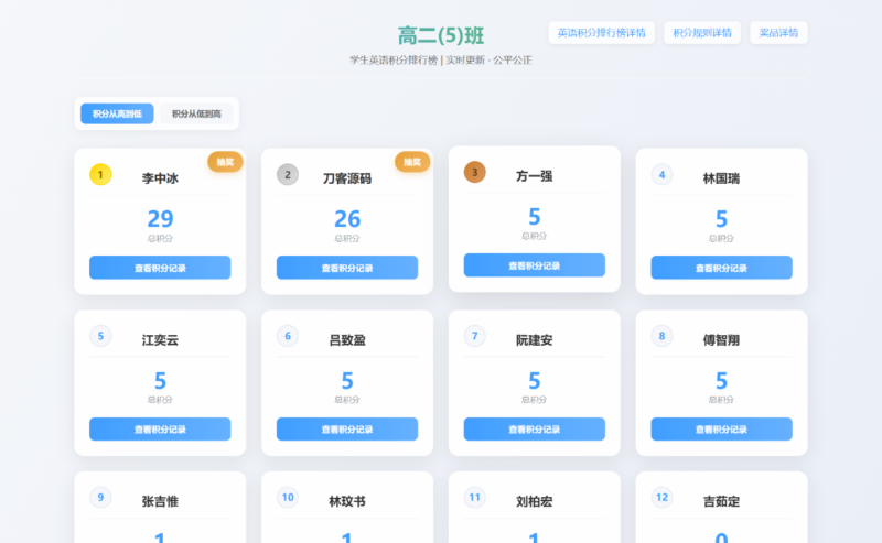 班级学生平时表现记录 积分抽奖系统源码 全开源 - 创星溯